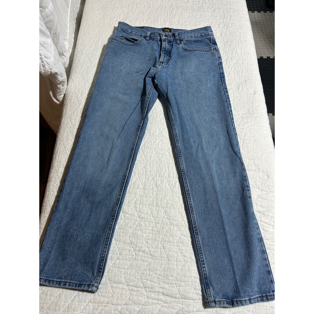 Lee Regular Fit Mens Jeans Light Wash Denim Size 33x32 Straight Leg